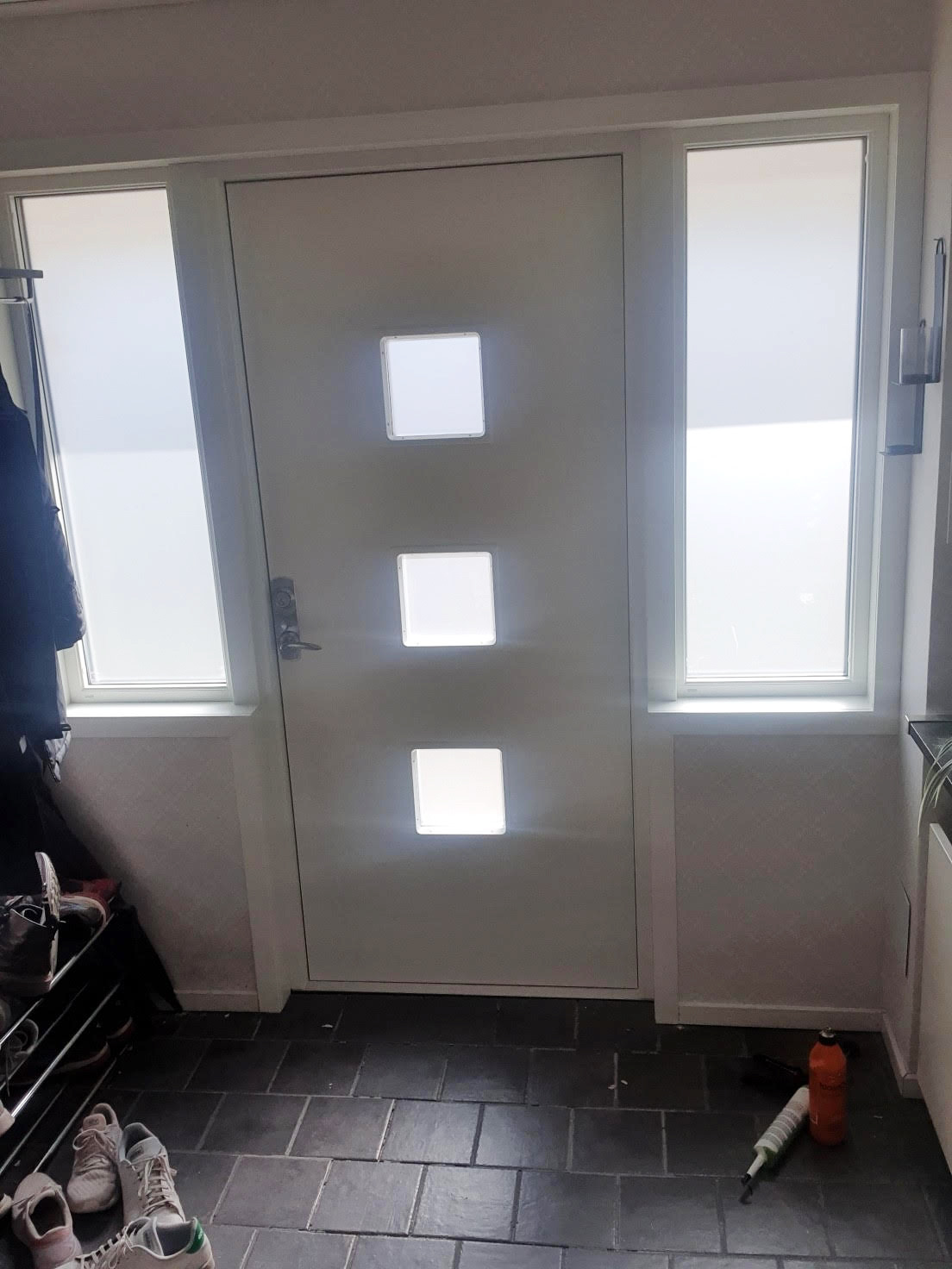 Ytterdörr med frostat glas